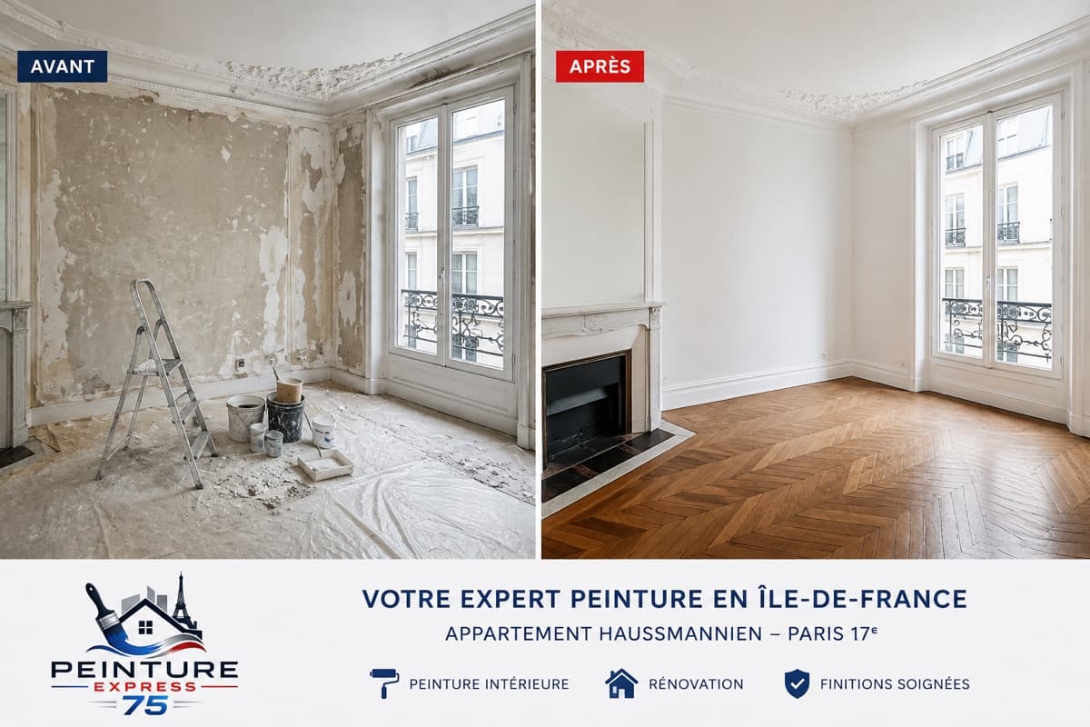 Peinture intérieure avant et après travaux, appartement ancien à Paris