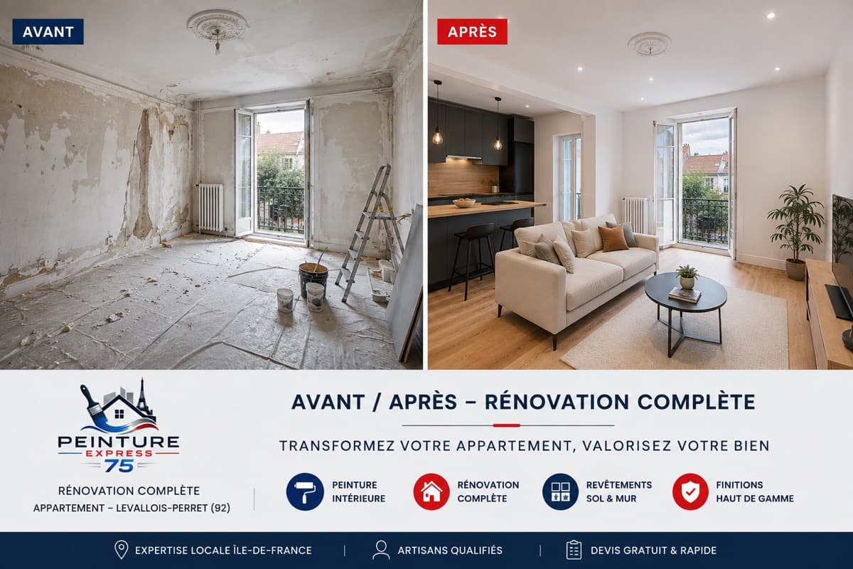 Rénovation complète avant et après travaux, appartement en Île-de-France
